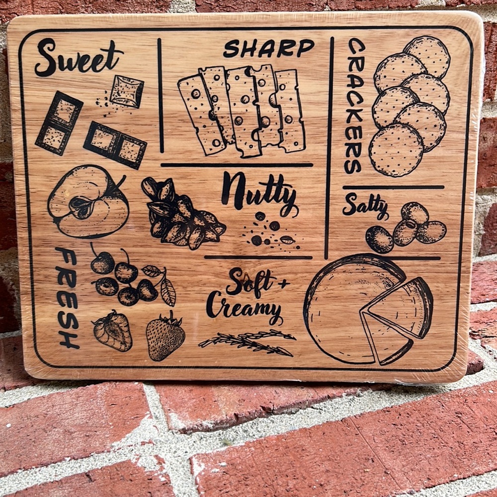 Mind Reader Small Wooden Charcuterie/Cheese Board with Serving Sections